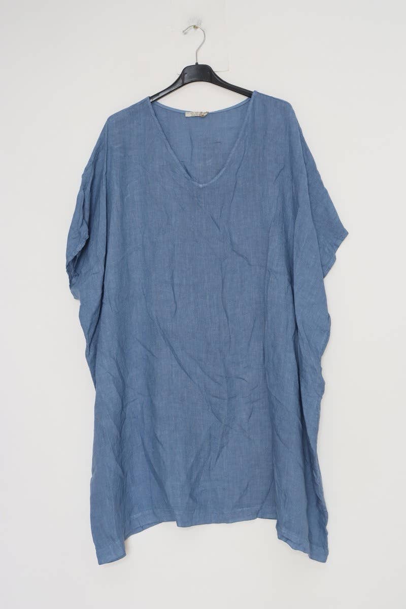 Lea & Luc - Grandes Tailles - Vendita all'ingrosso Vestito - Donna - Vestito in lino taglie comode con scollo a V8