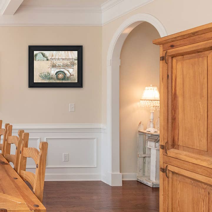 Trendy Decor 4U - Vente Affiche d'art - Œuvre d'art Fleurs fraîches par Pam Britton, 19x15, Cadre en charbon de bois1