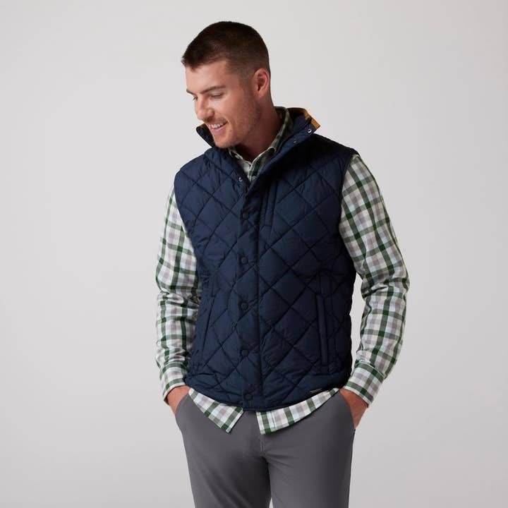 Belmont Quilted Vest - Navy Solid for wholesale by Mizzen+Main