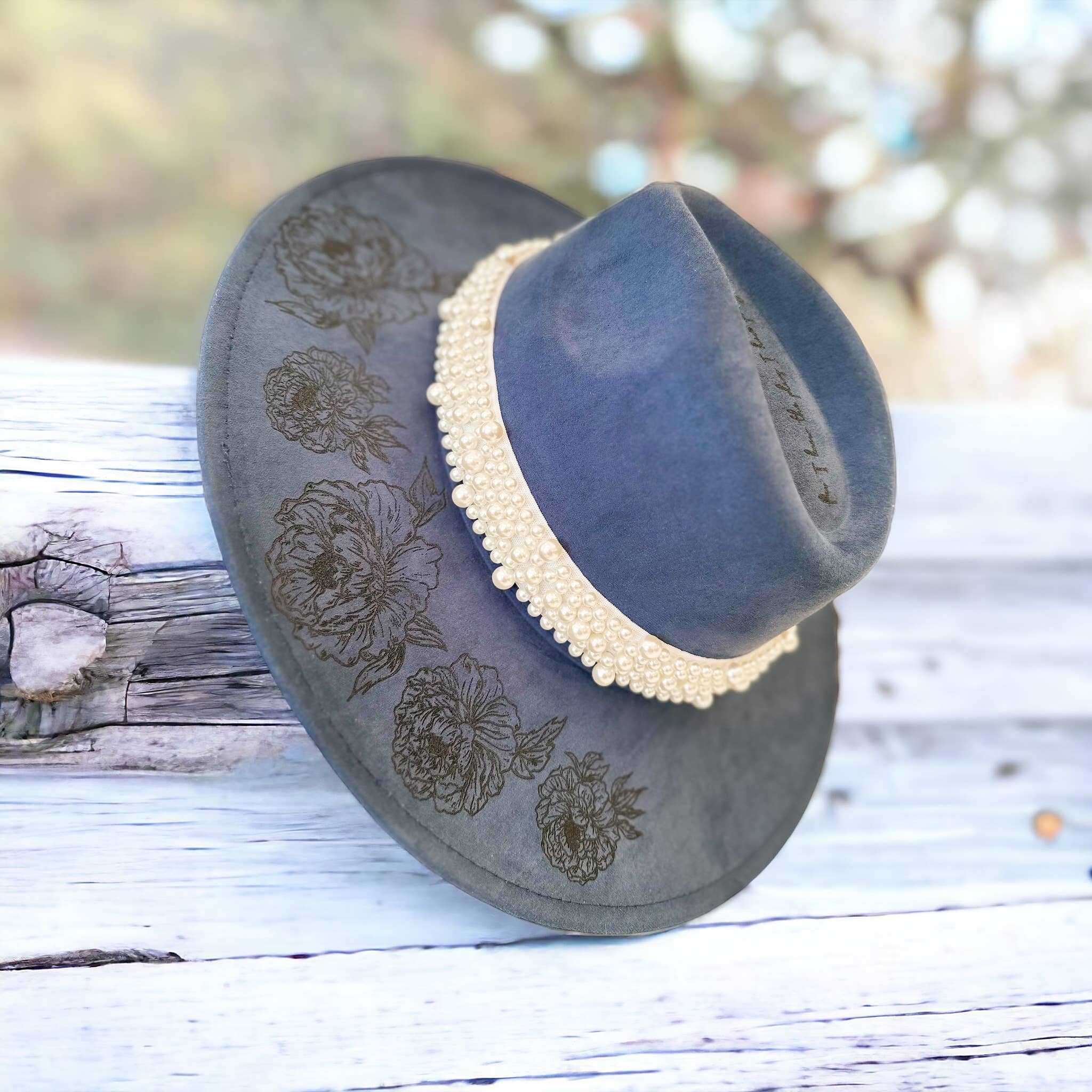 Wild Indigo - Vente Chapeau en feutre - femme - Chapeau Western Burned Hat For I know the Plans Florals Cross1