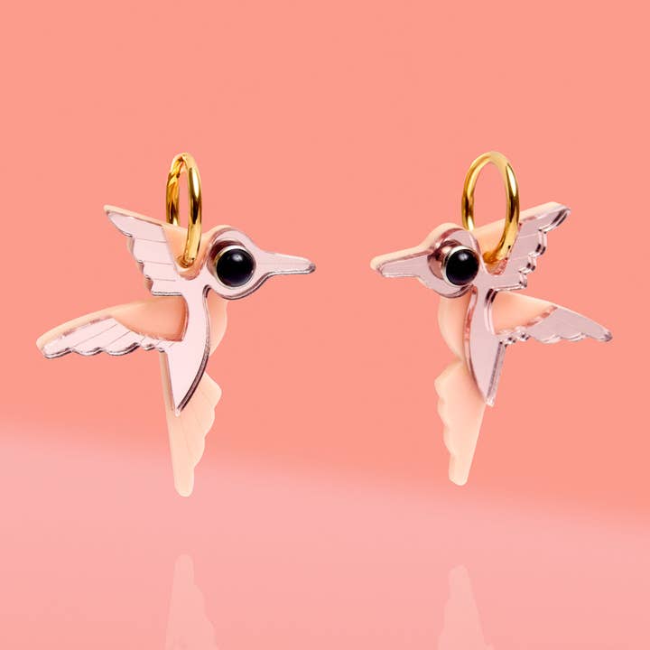 Tribe + Temple – wholesale Hoop-örhängen – Hummingbird Hoop Örhängen Blush + Rose Gold