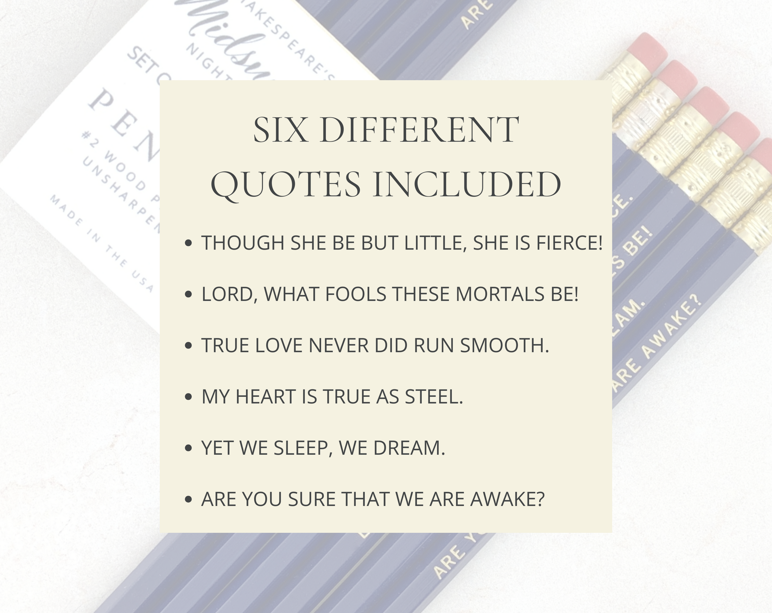 Lit & Whimsy - Wholesale Pencil - A Midsummer Night’s Dream Shakespeare Pencils1