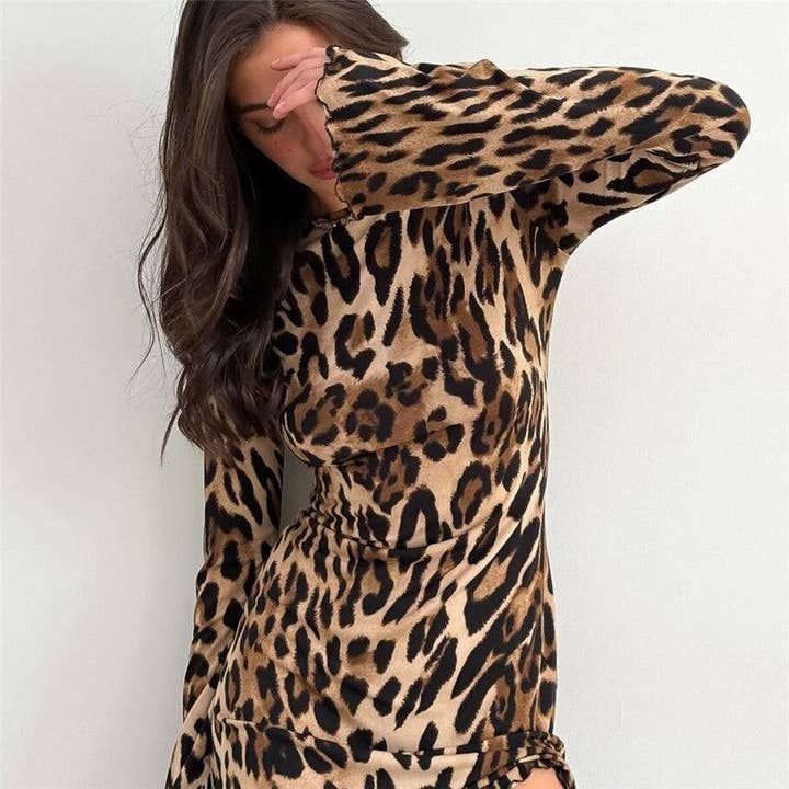 Strappy Back Leopard Print Mini Dress for wholesale on Faire5