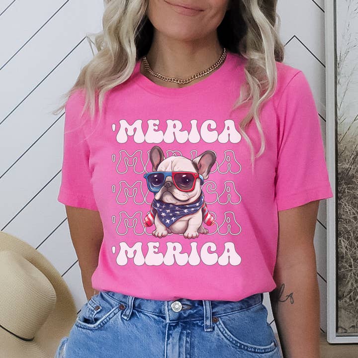 French Bulldog 'Merica Patriotic T-Shirt for wholesale by Sweet party Place