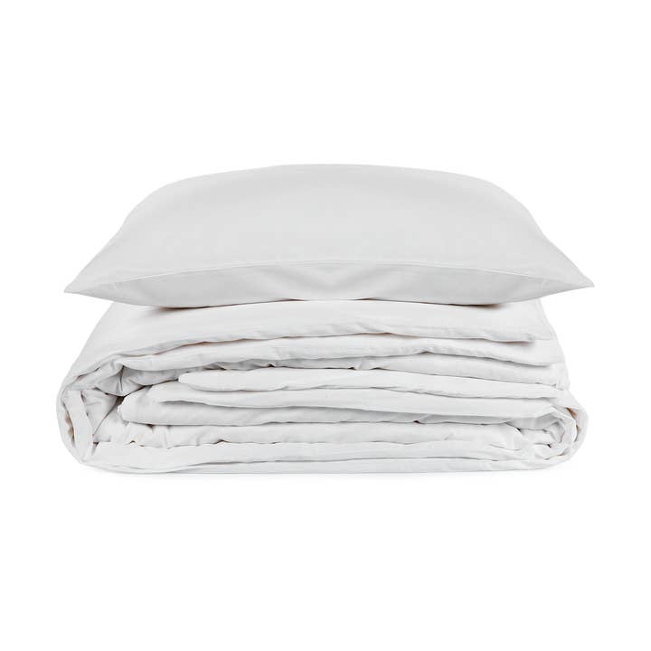 Cotton satin duvet cover set pure white for wholesale by Van Morgen