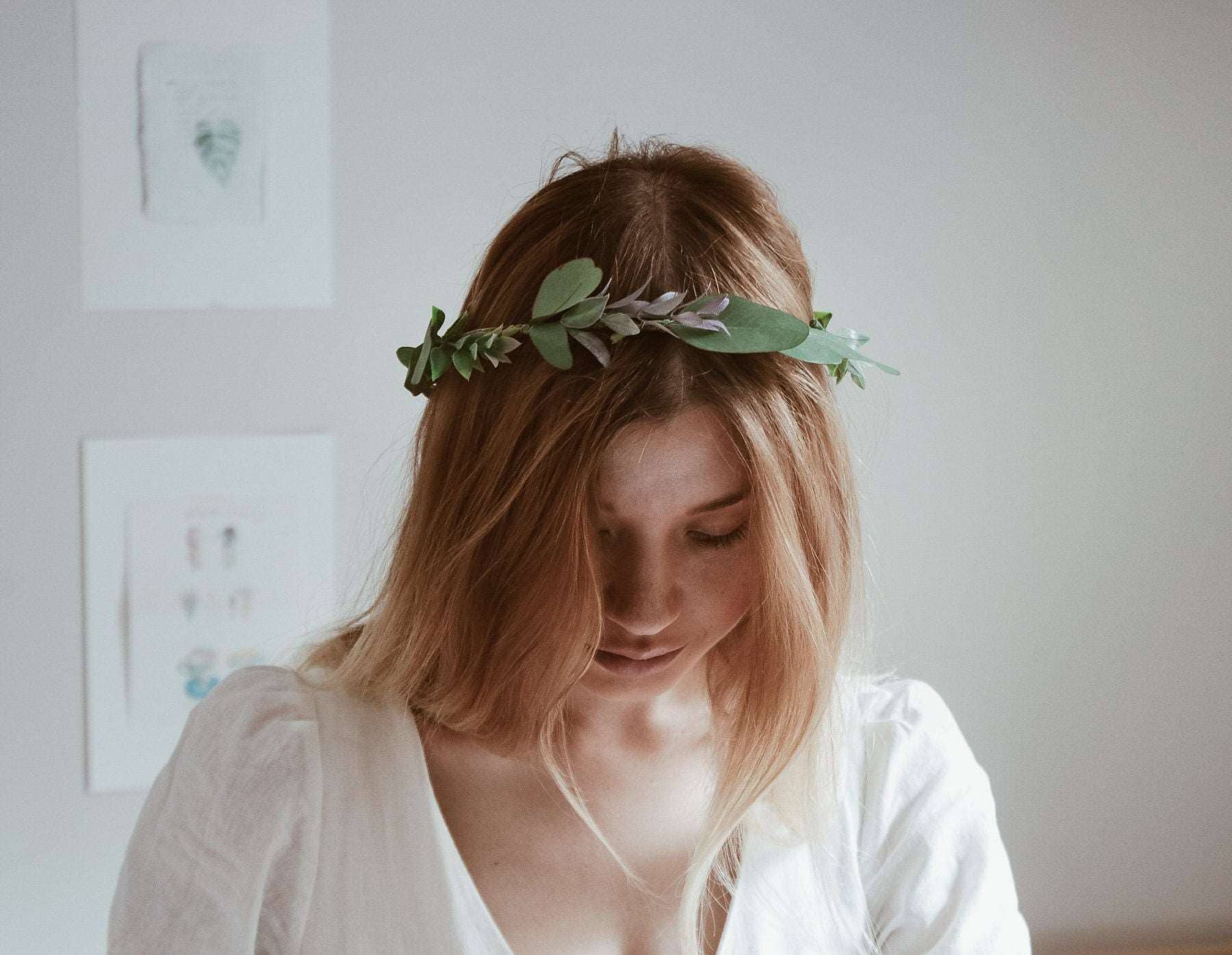 Hidden Botanics - Wholesale Fashion Headband - Women's - Boho Eucalptus Flower Crown, Green Flower Crown, Greenery, Eucalyptus Crown, Silver Dollar Eucalyptus, Wedding Crown, Boho Flower Crown6