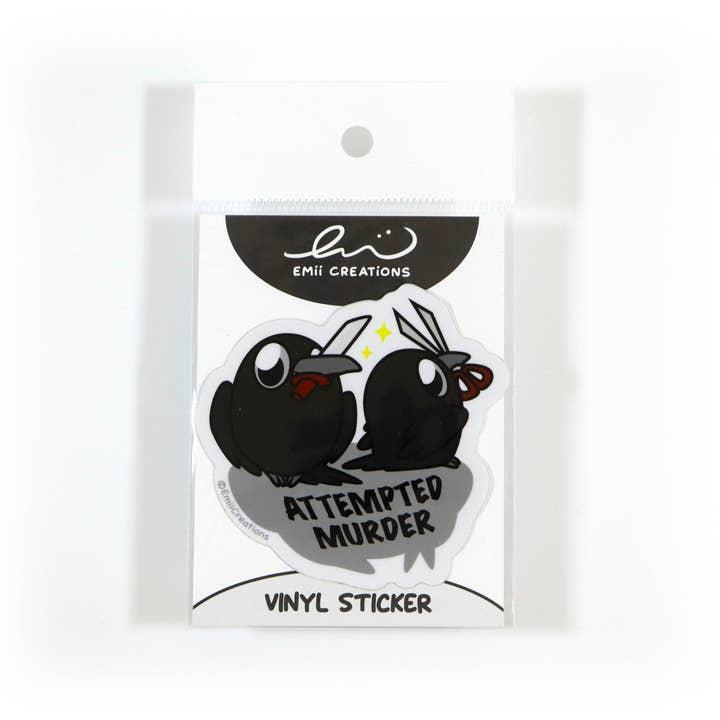 Emii Creations - Wholesale Sticker - Crow Attempted Murder Sticker