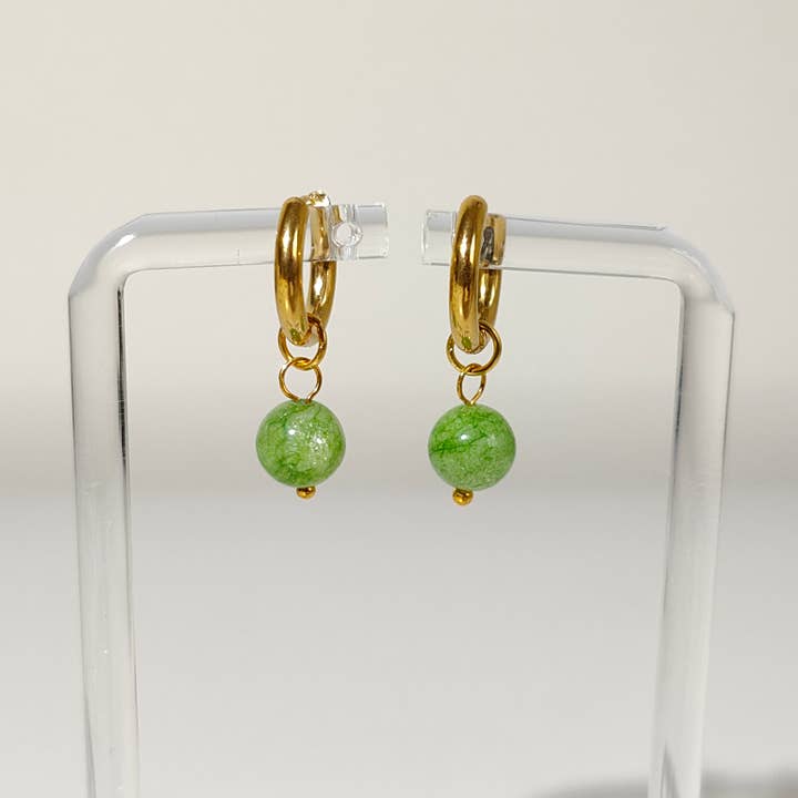 Vachana - Vendita all'ingrosso Orecchini pendenti - Cerchio a cerchio Gempires in giada verde con cristalli1