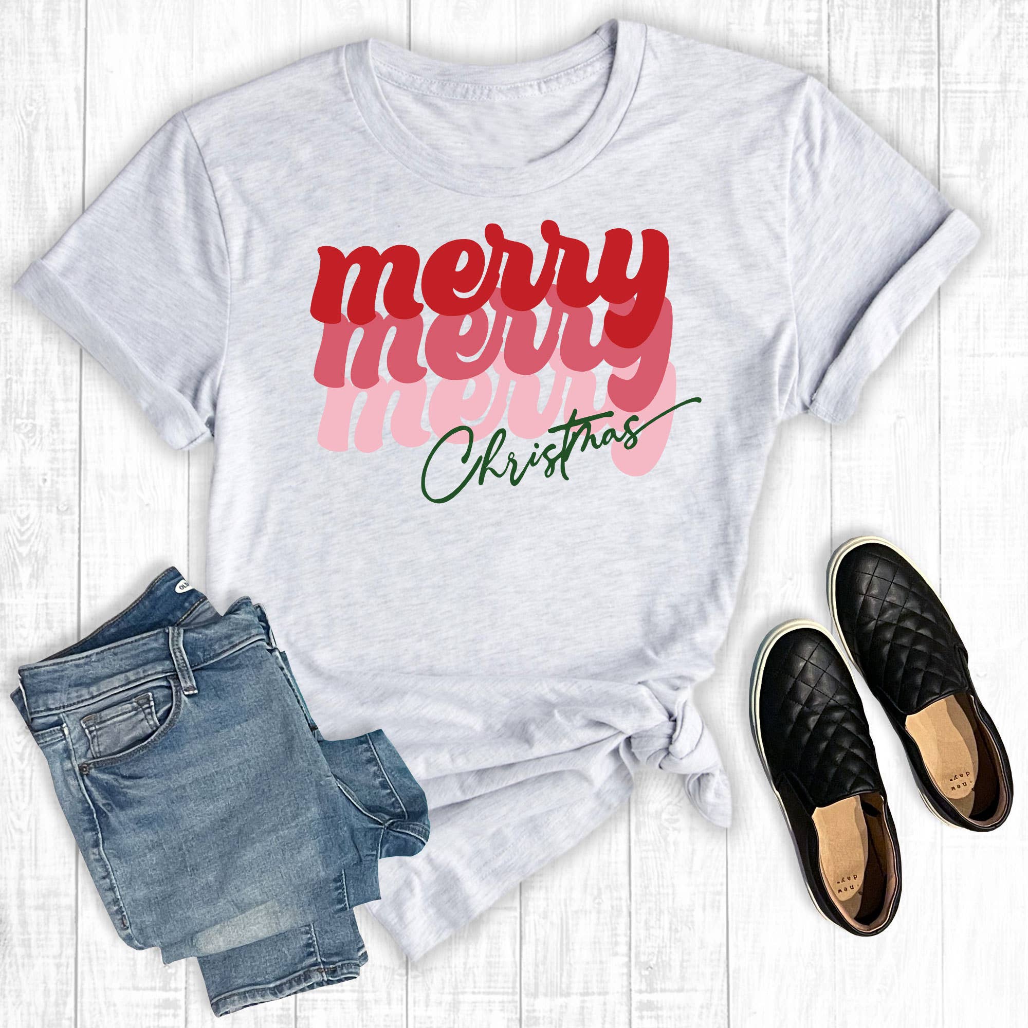 Ash Retro Merry Merry Merry Christmas for wholesale on Faire