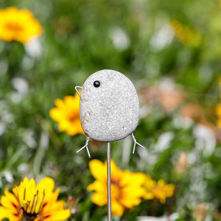 Garden Age Supply - Wholesale Garden/Lawn Stake - Beach Pebble Pot Stake - Bird1
