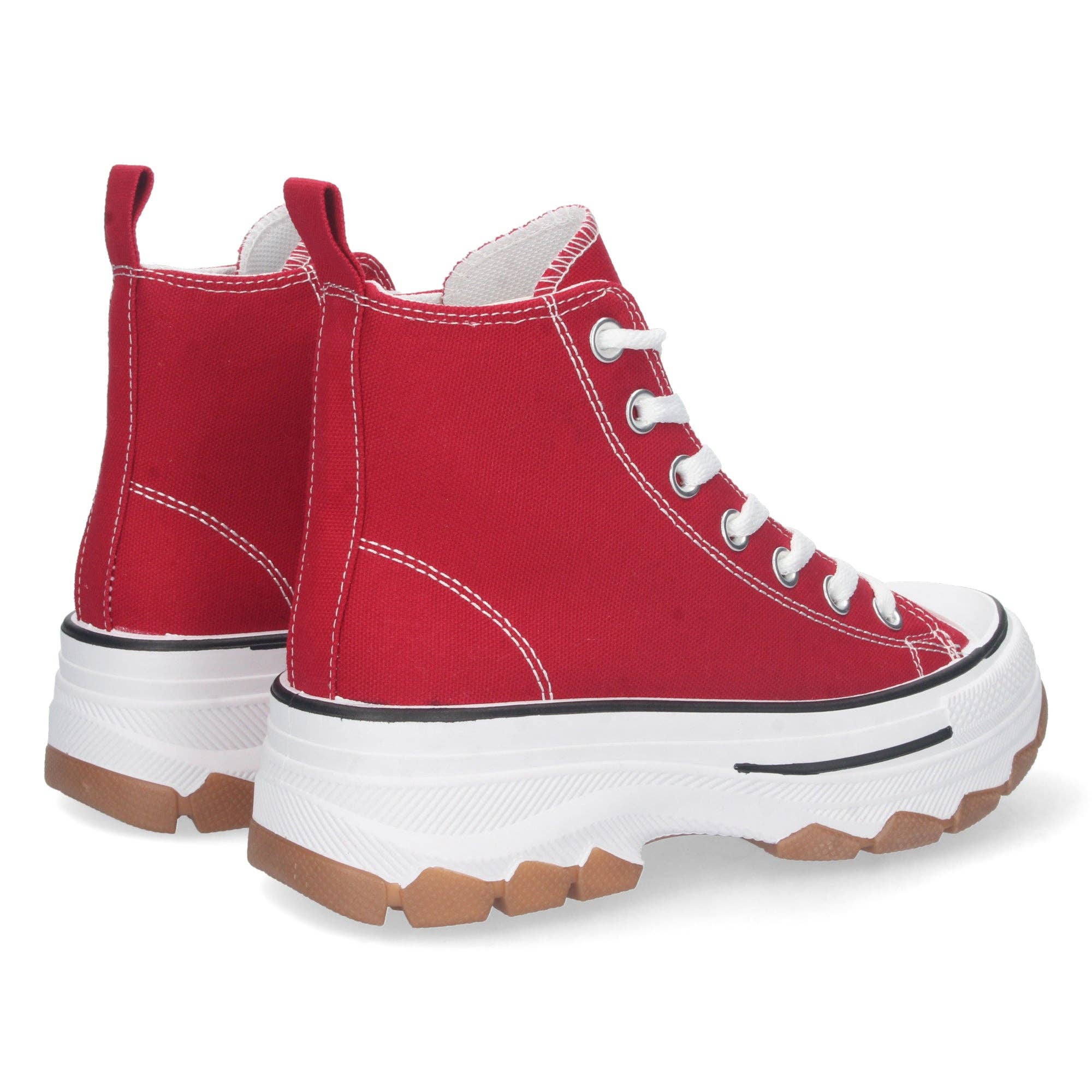 Brideluxe Mayorista - Wholesale Booties - Women's - Red High-Top Platform Sneakers for Women3
