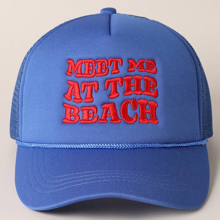 Fashion City - Wholesale Trucker Hat - Women's - Meet Me At Beach Embroidered Mesh Back Cap