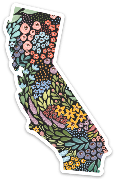 Elyse Breanne Design - Wholesale Sticker - California Floral State Sticker 3.25x2.5in0