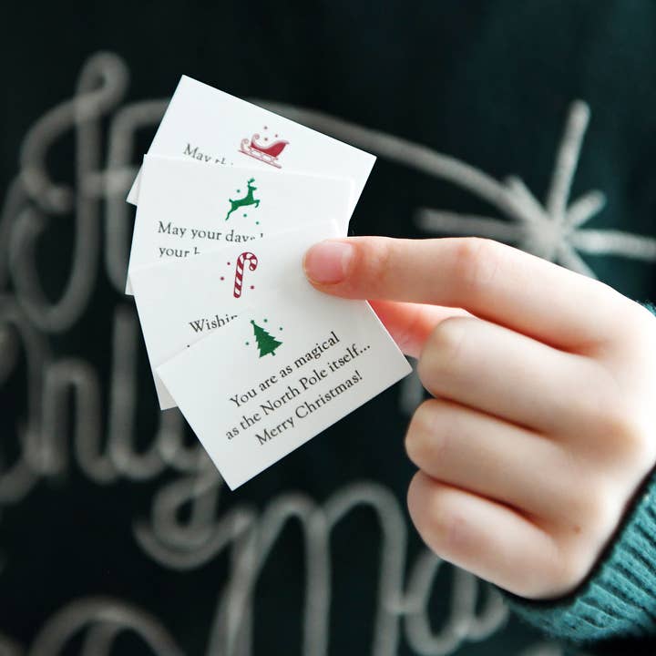 Tiny Christmas Wish Cards, Set of 12 Festive Messages for wholesale by Clara and Macy