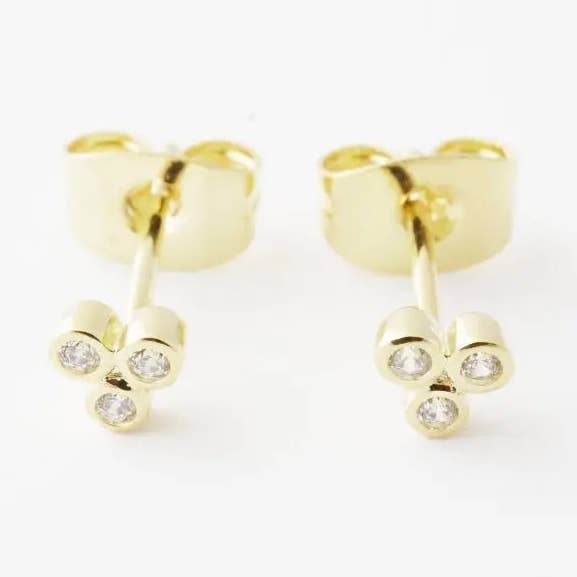 Trinity Crystal Stud Earrings for wholesale by Honeycat Jewelry
