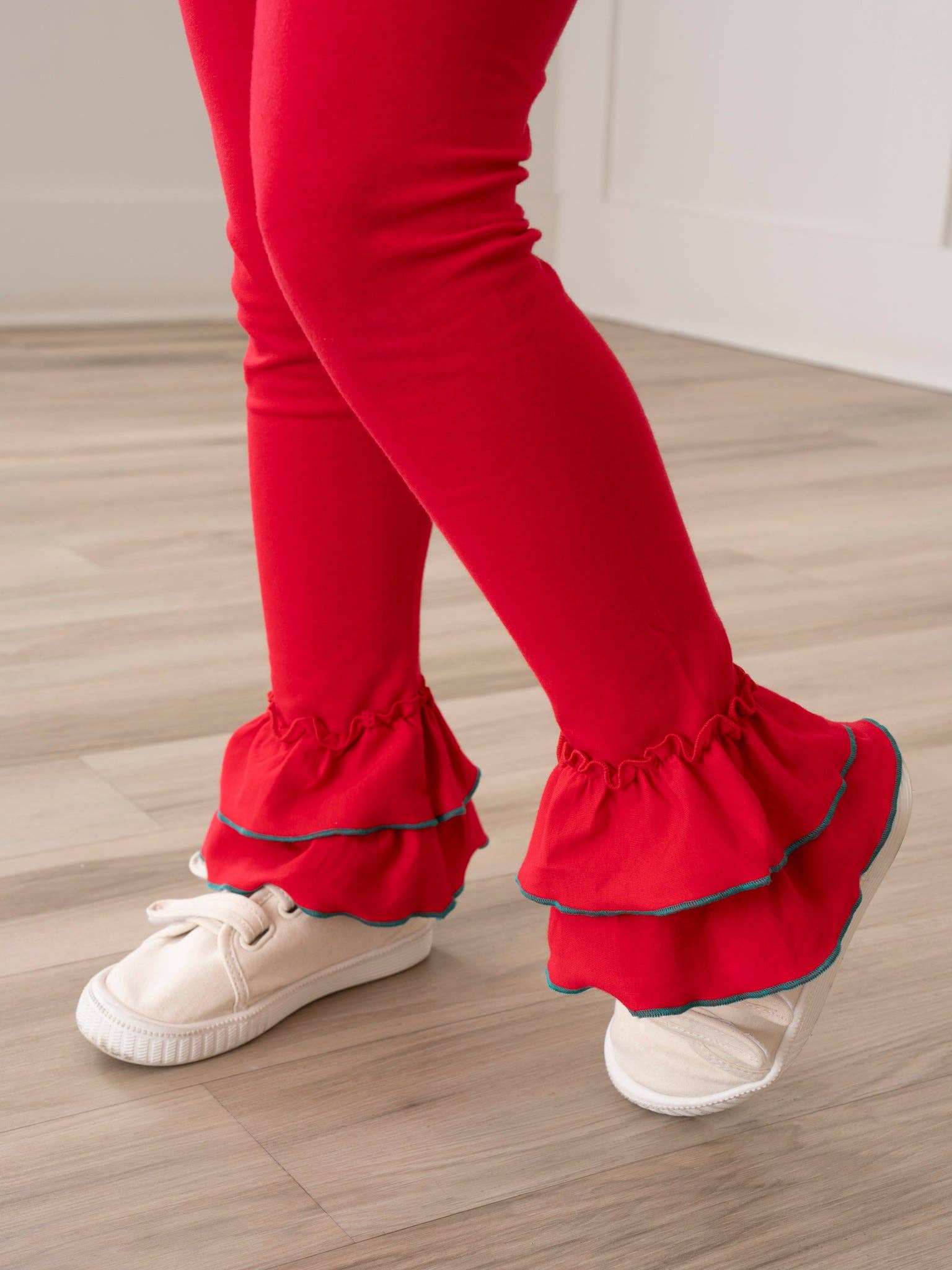 Marie Nicole Clothing - Wholesale Top & Leggings Set - Kids - Polka Dots Embroidered Trees Ruffle Outfit3