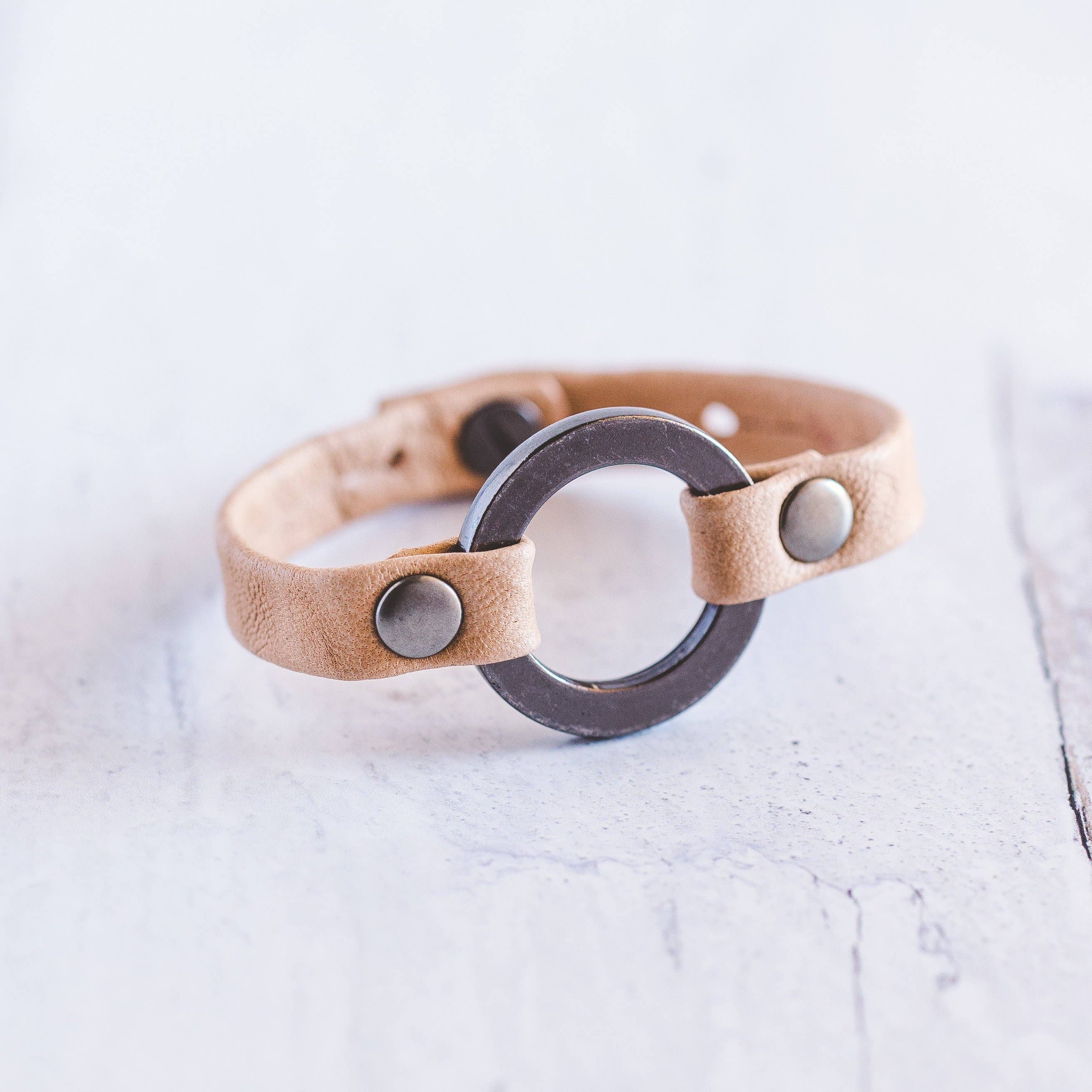 Giving Bracelets - Venta al por mayor Brazalete - Pulsera de cuero para hombre, plata envejecida9