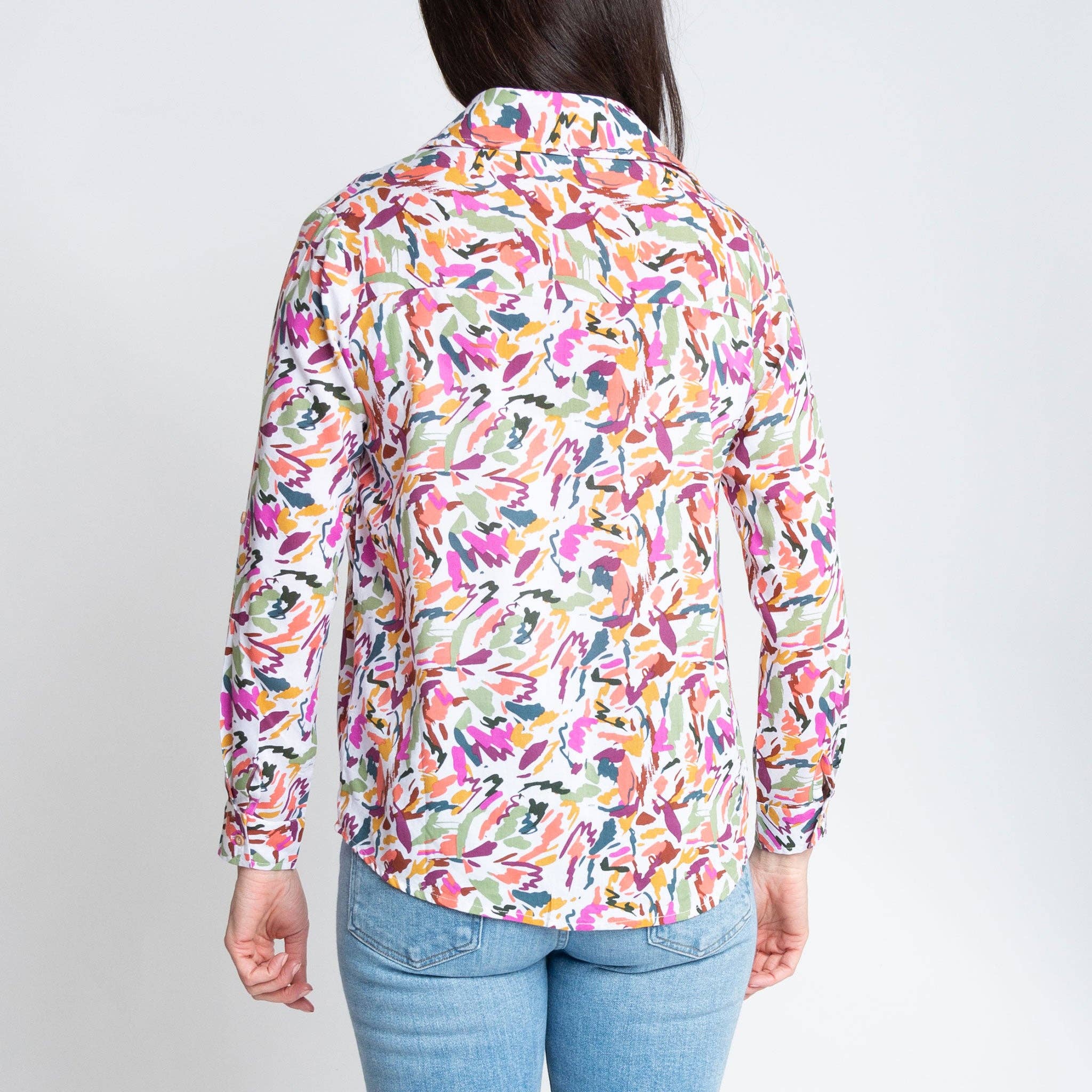 Elsie & Zoey - Vente Chemise à col boutonné – femme - Chemise à manches longues avec col et boutons en haut Alexa6