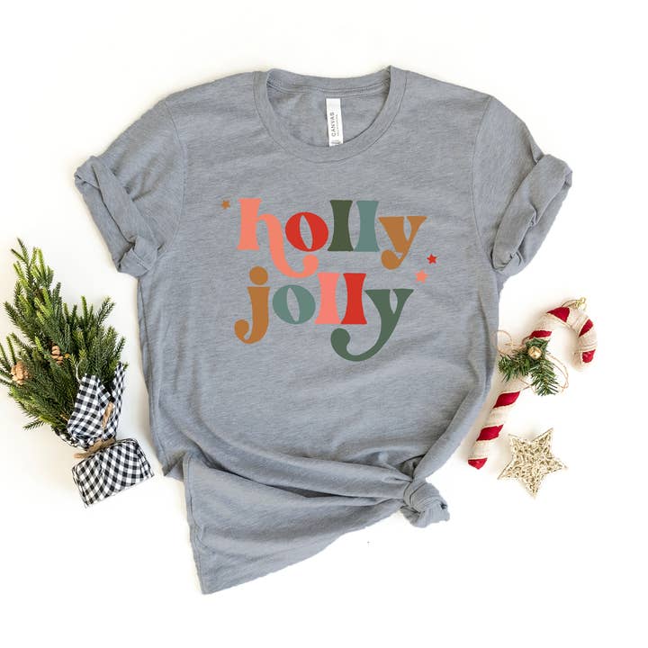 Holly Jolly Stars | T-shirt graphique à manches courtes | Noël pour la vente par Olive And Ivory Wholesale