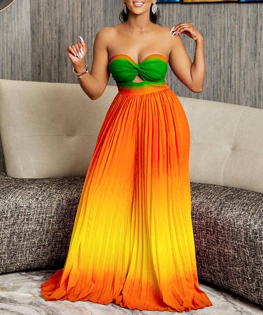 Aria Romance - Wholesale Jumpsuit - Women's - Gradient Strapless Wide-Leg Jumpsuit6