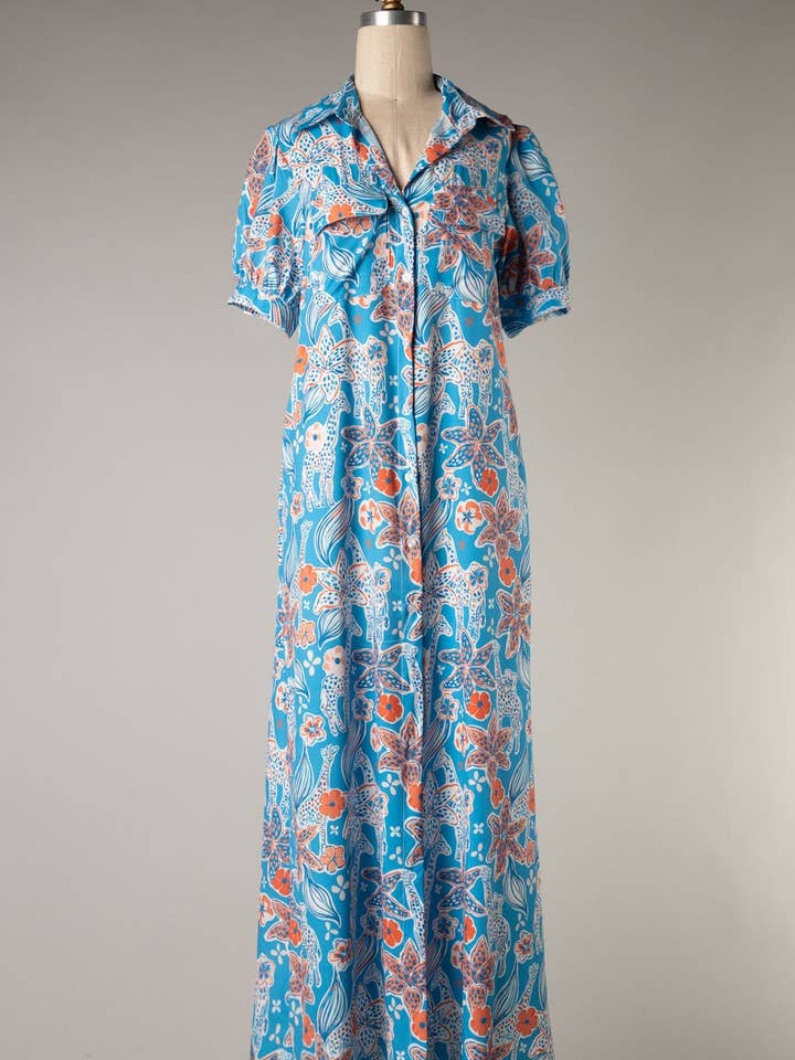 FSD935C-STK - Printed Short Sleeve Collared Button Down Dres for wholesale by Fascination by Intrend