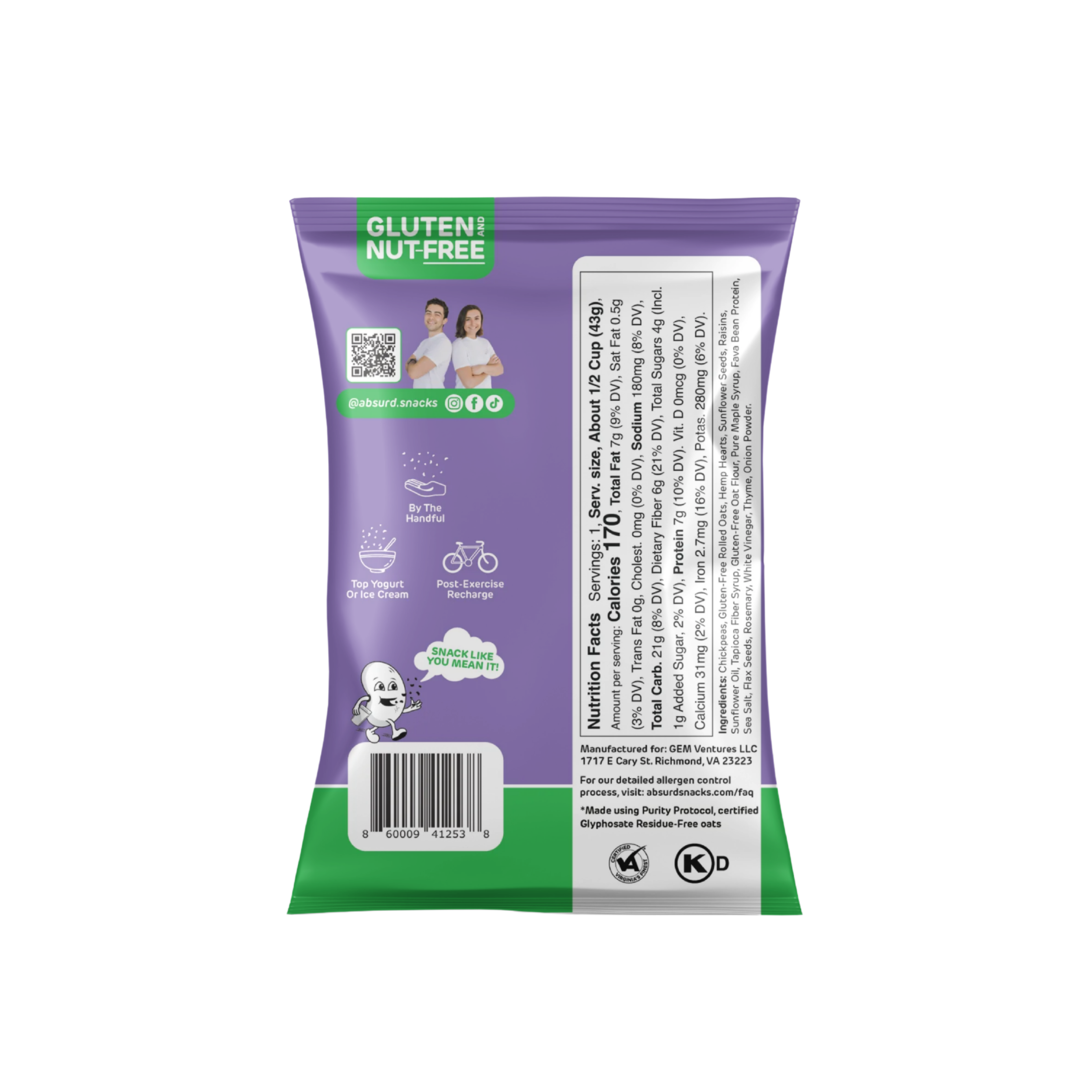 Absurd Snacks - Wholesale Puffed Snack - Chickpea & Granola Crunch Mix1
