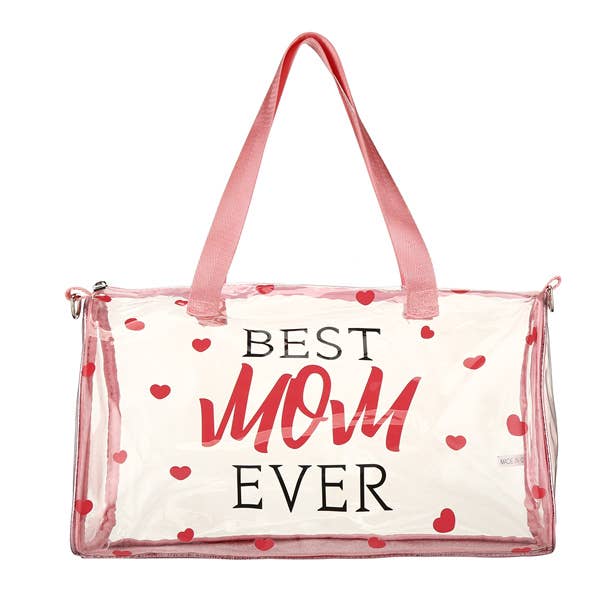 Ladies Clear See Thru BEST MOM EVER Printed Satchel Handbag for wholesale by Nima Accessories Inc