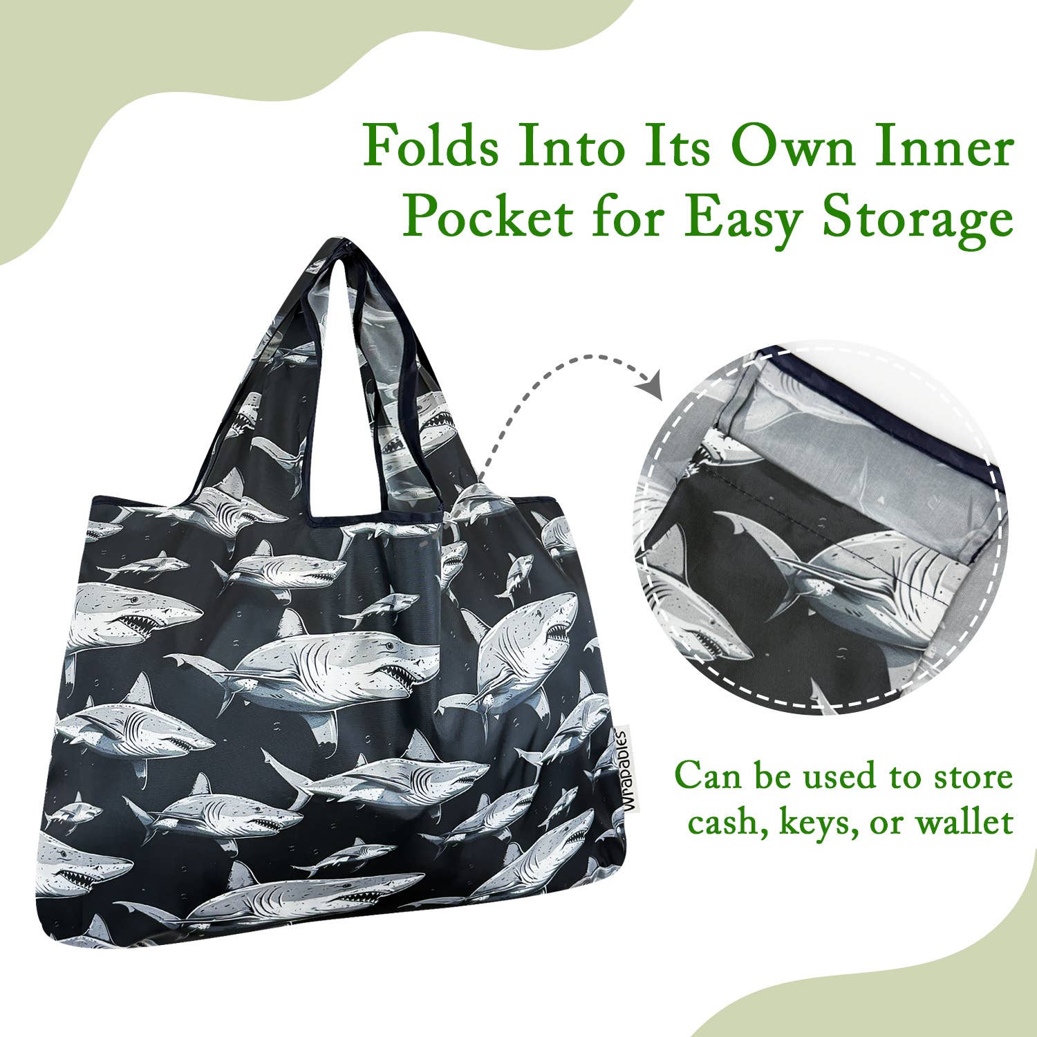 Wrapables.com - Vente Sacs de course/à provisions - Sac de courses réutilisable en nylon grand format Wrapables32