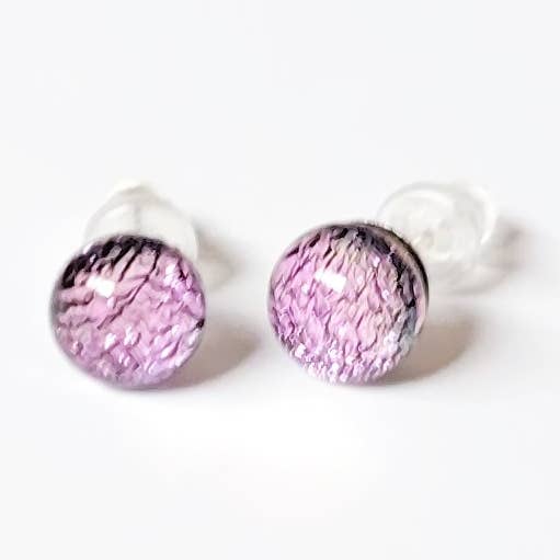 Rosa Dichroic glas Stud Örhänge för wholesale av Eclectic Woodchuck