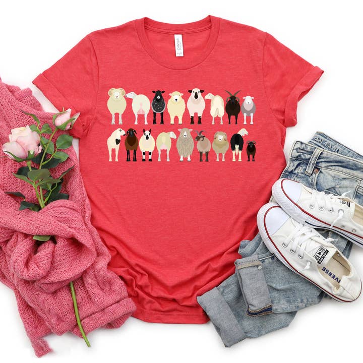 Fårraser T-shirt - Animal Lovers Tees - Husdjur Tees för wholesale av Refinery Number One LLC
