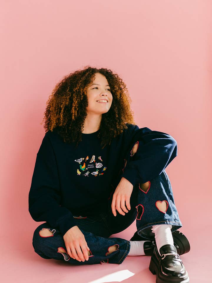 Limpet Store - Wholesale Sweatshirt - Women's - Always Peckish Embroidered Sweatshirt