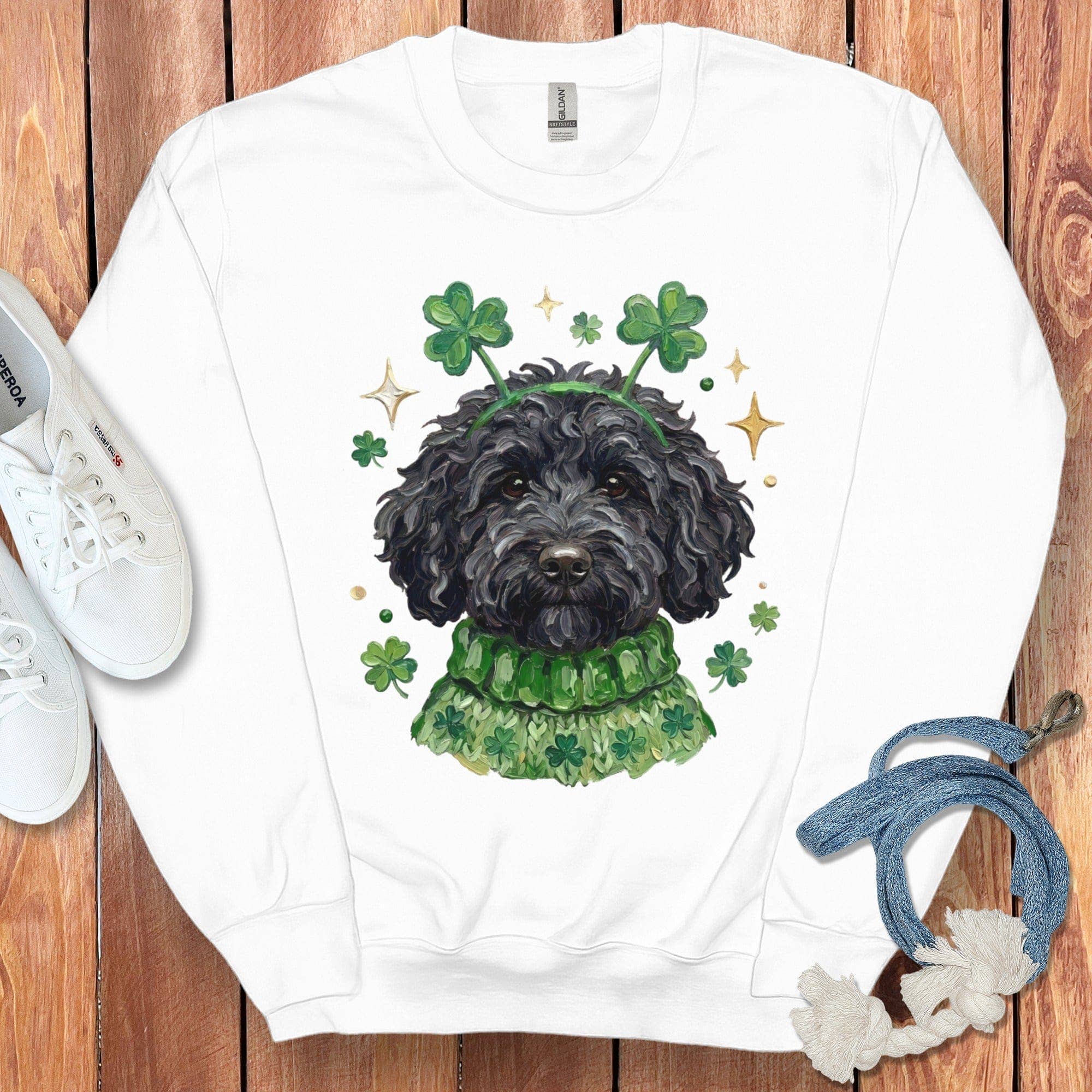 Puppy Jo - Wholesale Graphic Sweatshirt - Unisex - Lucky Black Goldendoodle Sweatshirt6