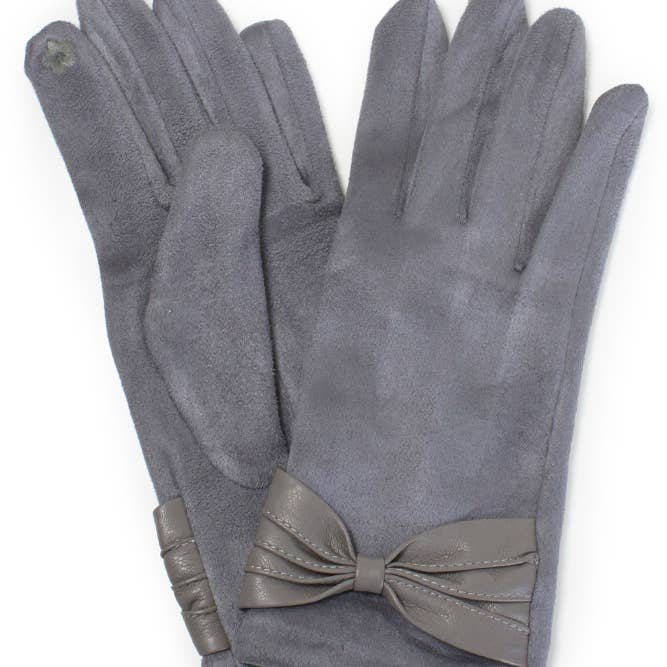 Hana - Wholesale Handschoenen - Dames - Ribbon Deco Suede Feel Winterhandschoenen1