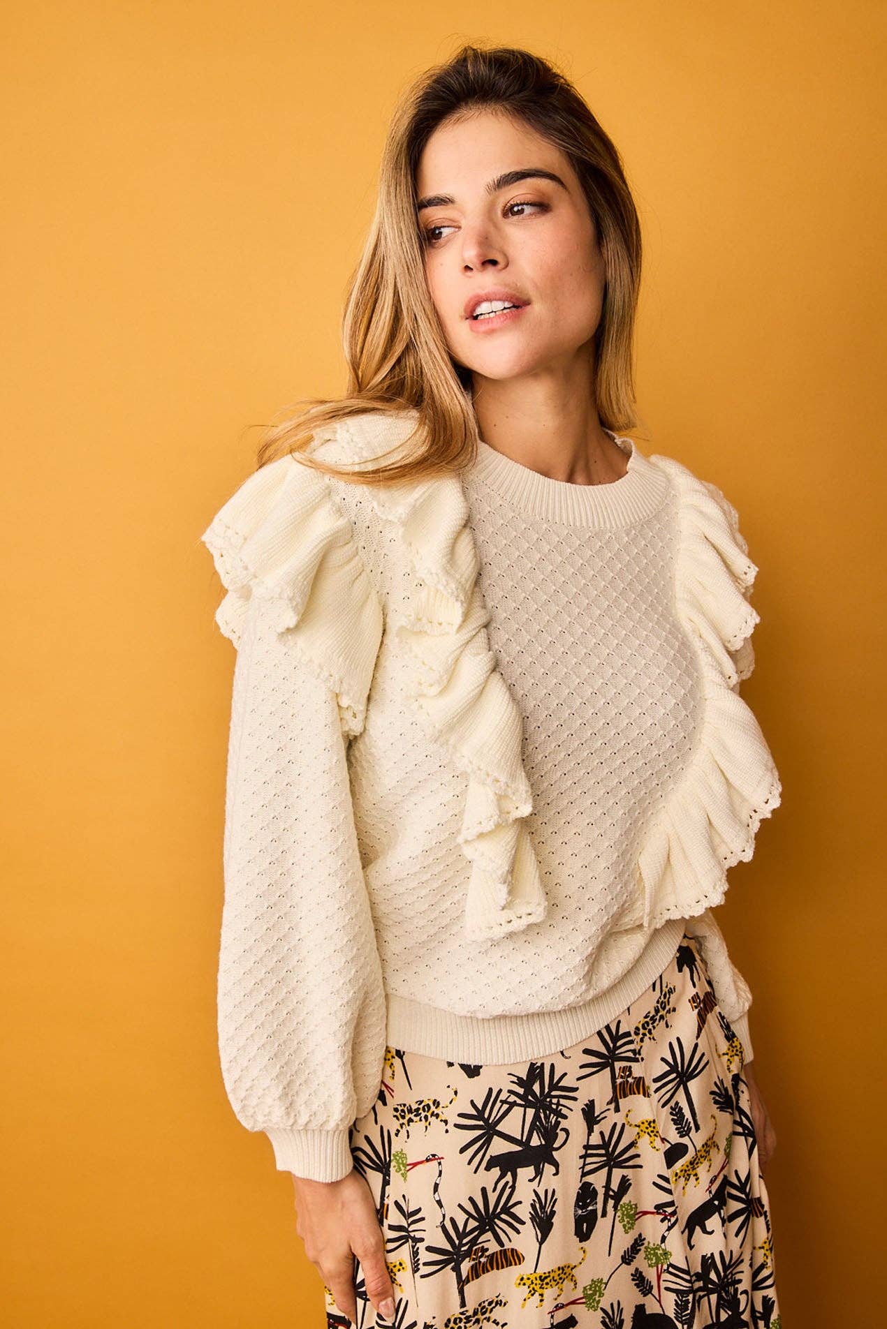 Smile – Pulôver - Mulher por atacado – Jersey Ninho Branco4