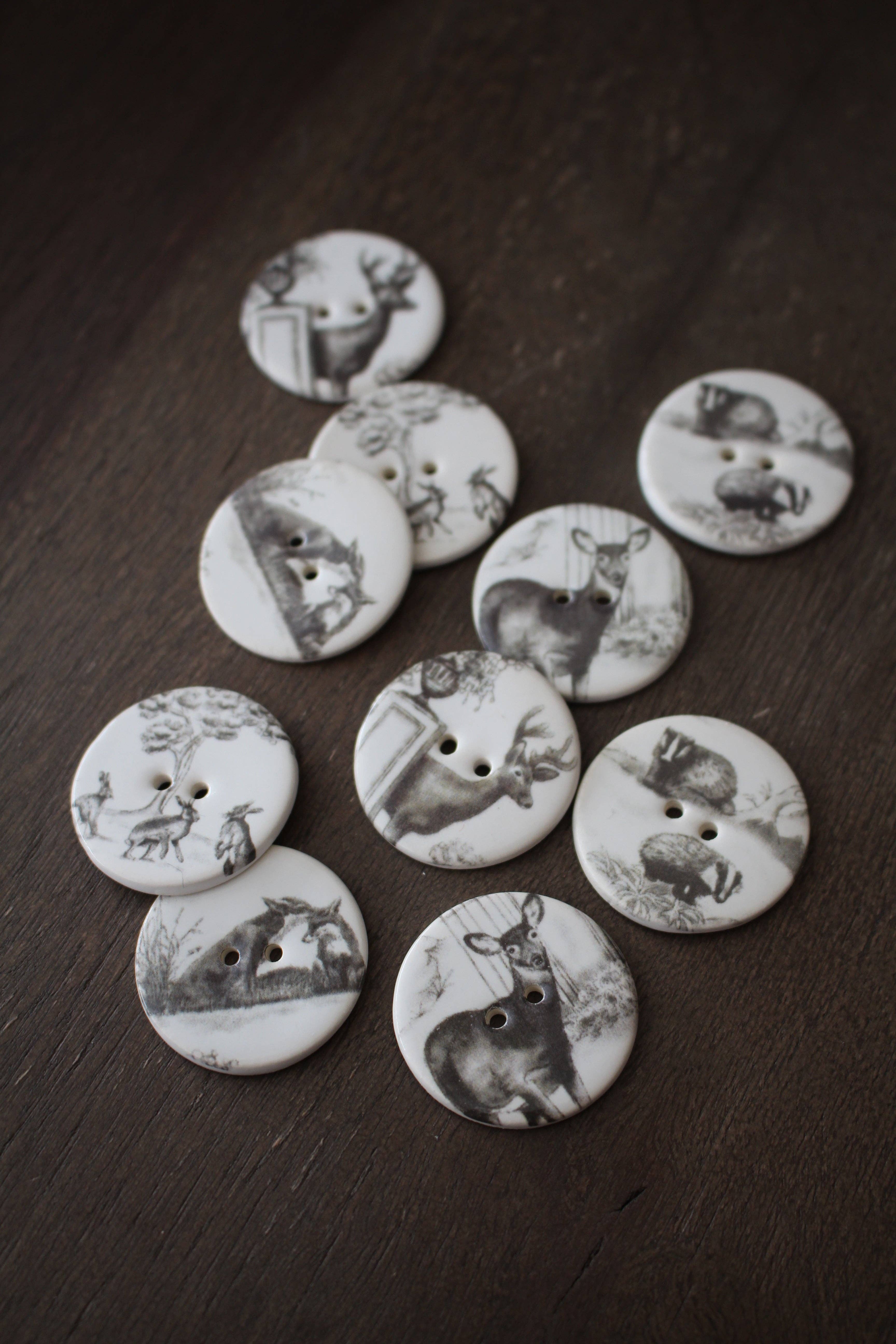 NNK Press - Wholesale Sewing Button/Snap - Woodland Animals Ceramic Buttons (Set of 10)1