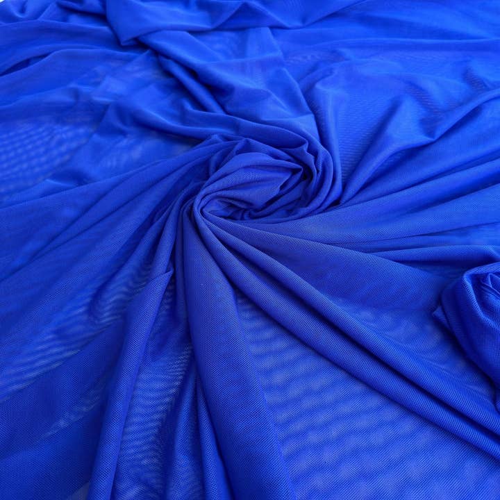 Royal Blue 4-Way Stretch Power Mesh Fabric by Yard, Luxury Sheer Soft for Bridal, Yoga Wear, Dresses, Lingerie, Activewear Event Decoration for wholesale on Faire