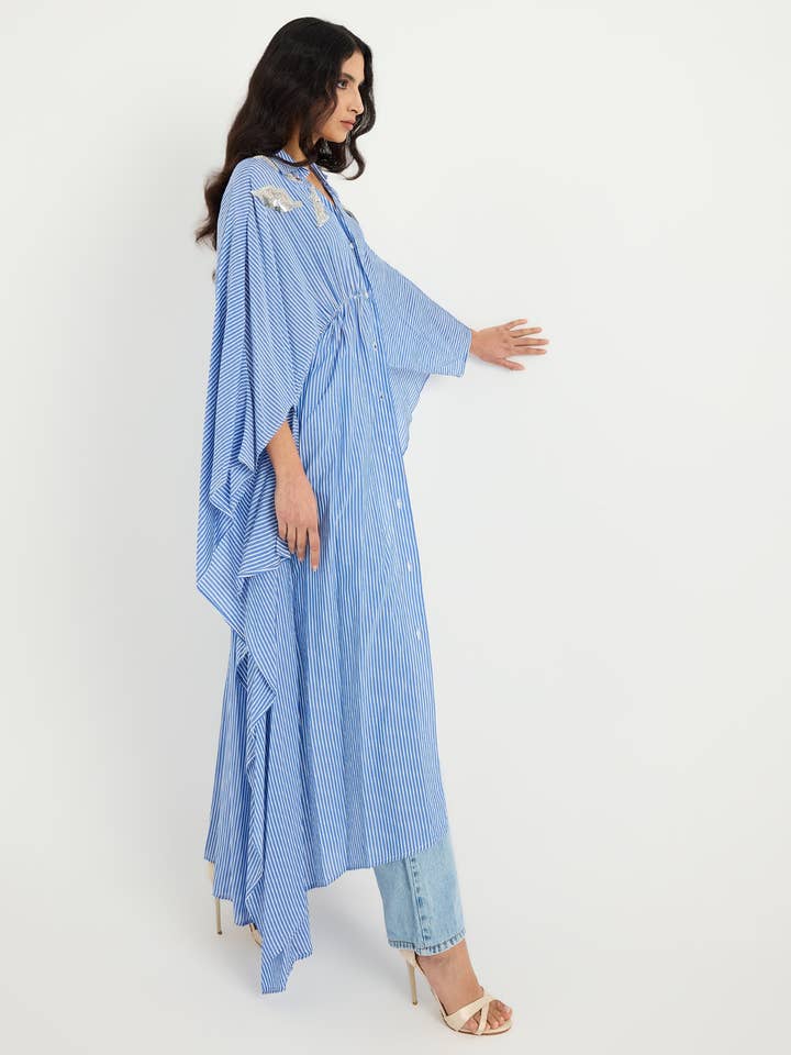 Store WF – wholesale Kaftan – Women's – Striped Silver Embellishment Kaftan Dress9