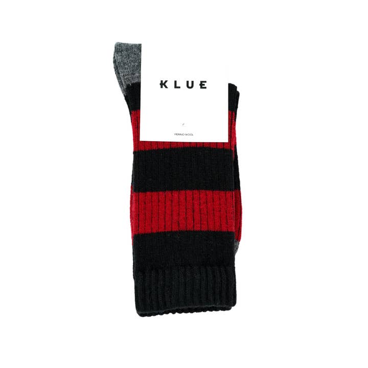 Calcetines KLUE de lana merino con rayas | Negro y rojo para venta al por mayor de KLUE