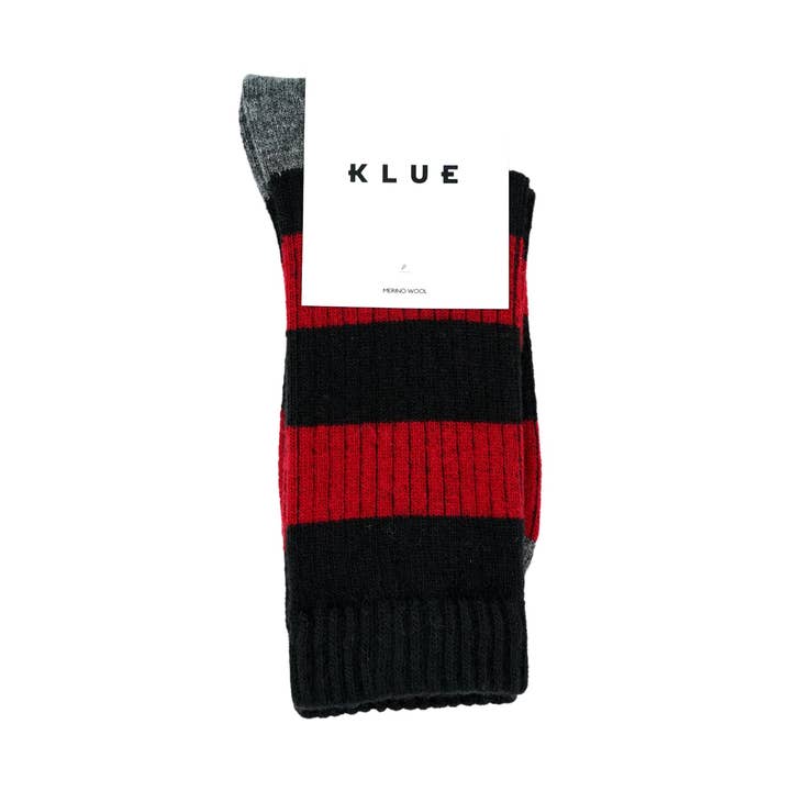 Calcetines KLUE de lana merino con rayas | Negro y rojo para venta al por mayor de KLUE