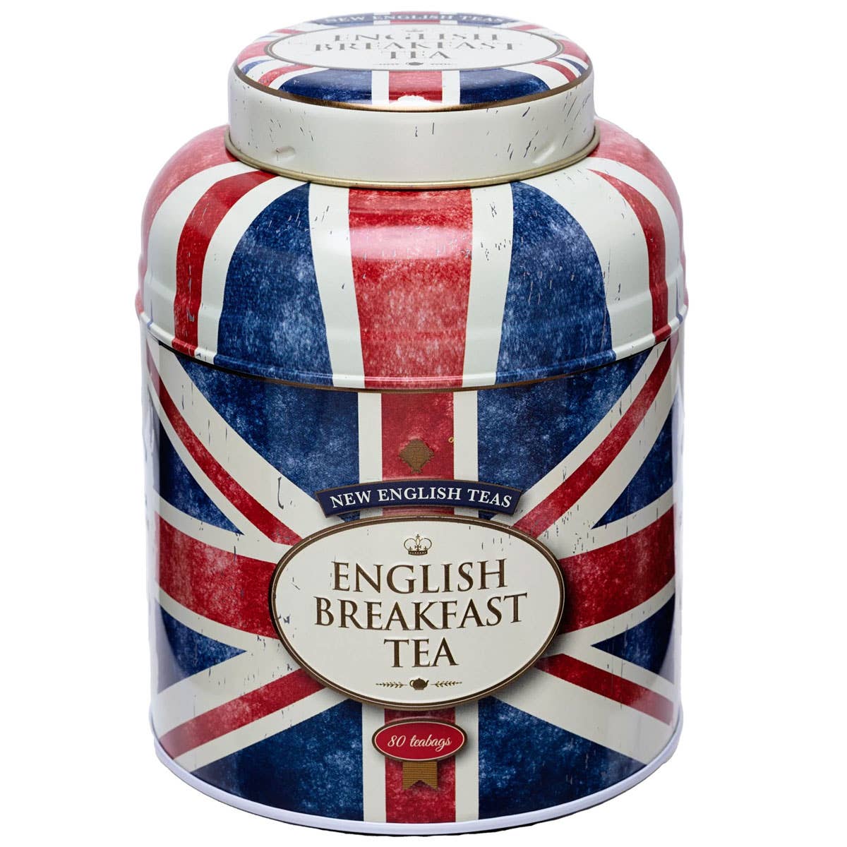 mOrganics Beauty – wholesale Tea bags – Union Jack Round Tea Caddy with 80 English Breakfast Teabags1