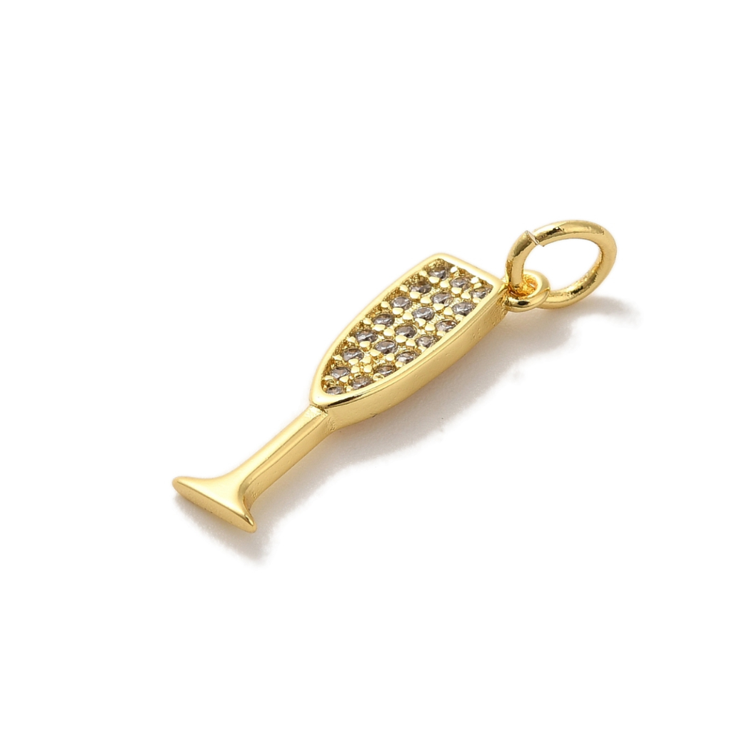 The Charm Bar Company - Vendita all'ingrosso Ciondolo/pendente - * Flûte da champagne in oro con zirconi cubici1
