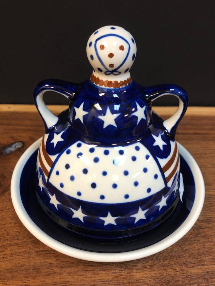 Dama del Queso 5,25" - Estrellas y Rayas para venta al por mayor de Music City Polish Pottery
