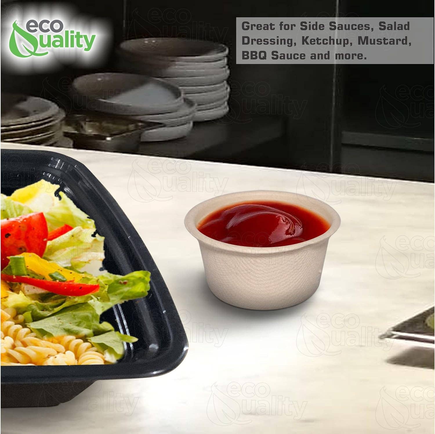EcoQuality – wholesale Food storage container – EcoQuality 2oz Compostable Souffle Portion Cups with Fiber Lids5
