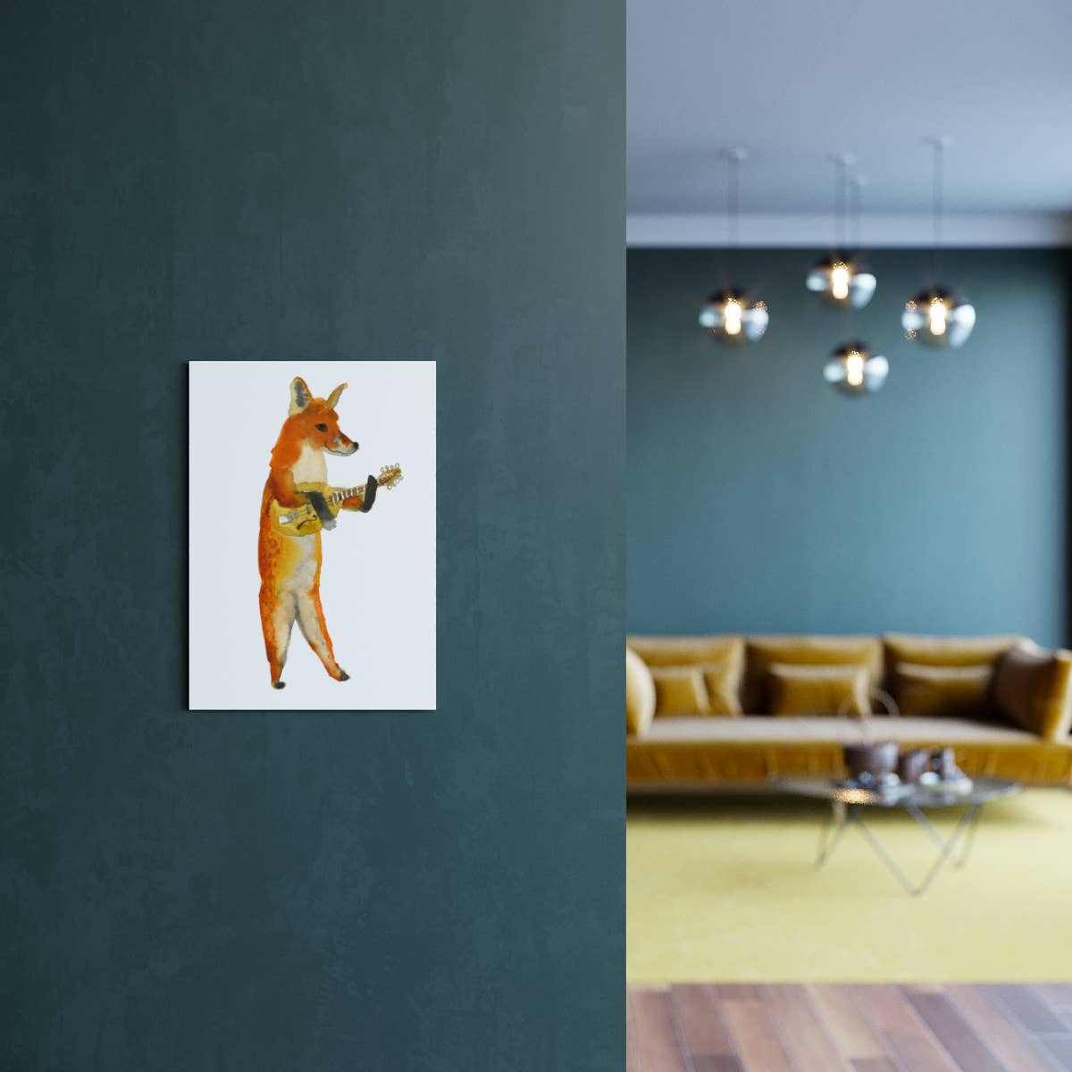 Rosie Webb illustrations - Wholesale Art Print - Mandolin fox  Giclee Print GP01191