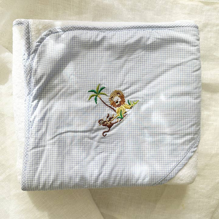 Baby Hooded Towel On Safari Blue for wholesale by Gordonsbury