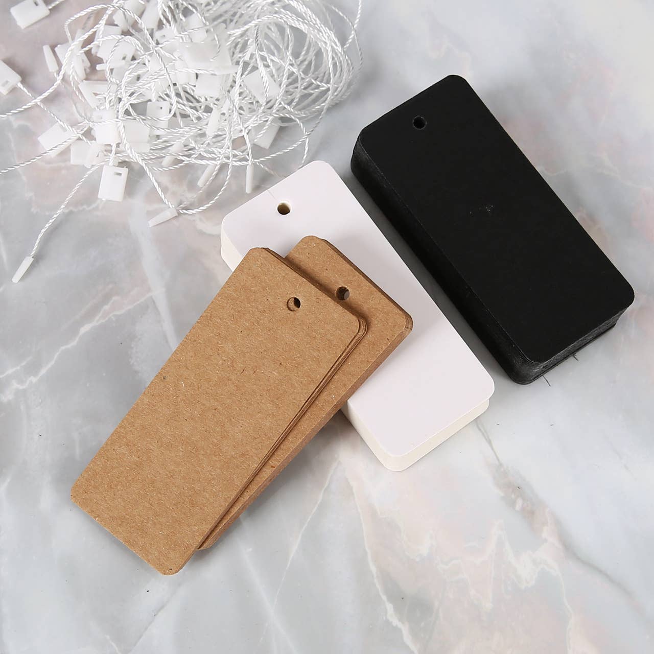 ByHome – wholesale Presentetikett – 100 st, 1,5x3" Svart & kraft & vit färgad blank etikettkort2