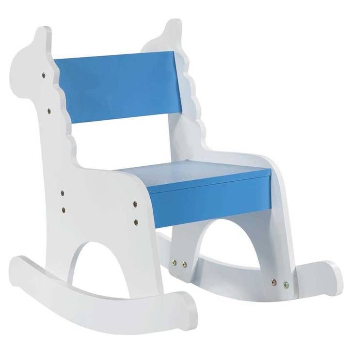 Children's rocking kit lacquered wood white. blue for wholesale by Creaciones Meng