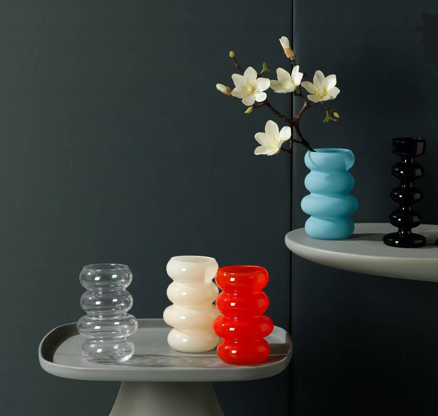 Sweet Home Deco - Wholesale Vase - Glass Floral Vase, Small Vase w/Ring Layers, Tabletop Vases7