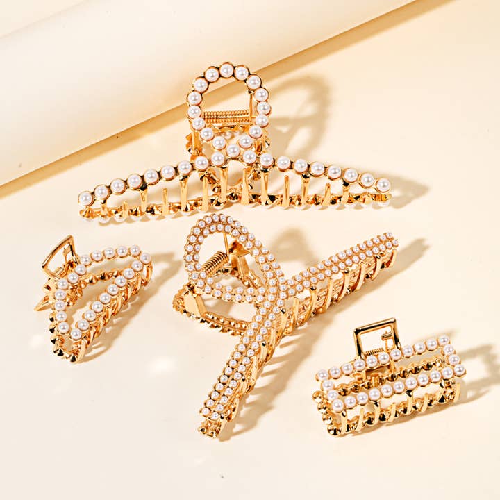 Pearl Pave Assorted Hair Claw Set for wholesale by Anarchy Street