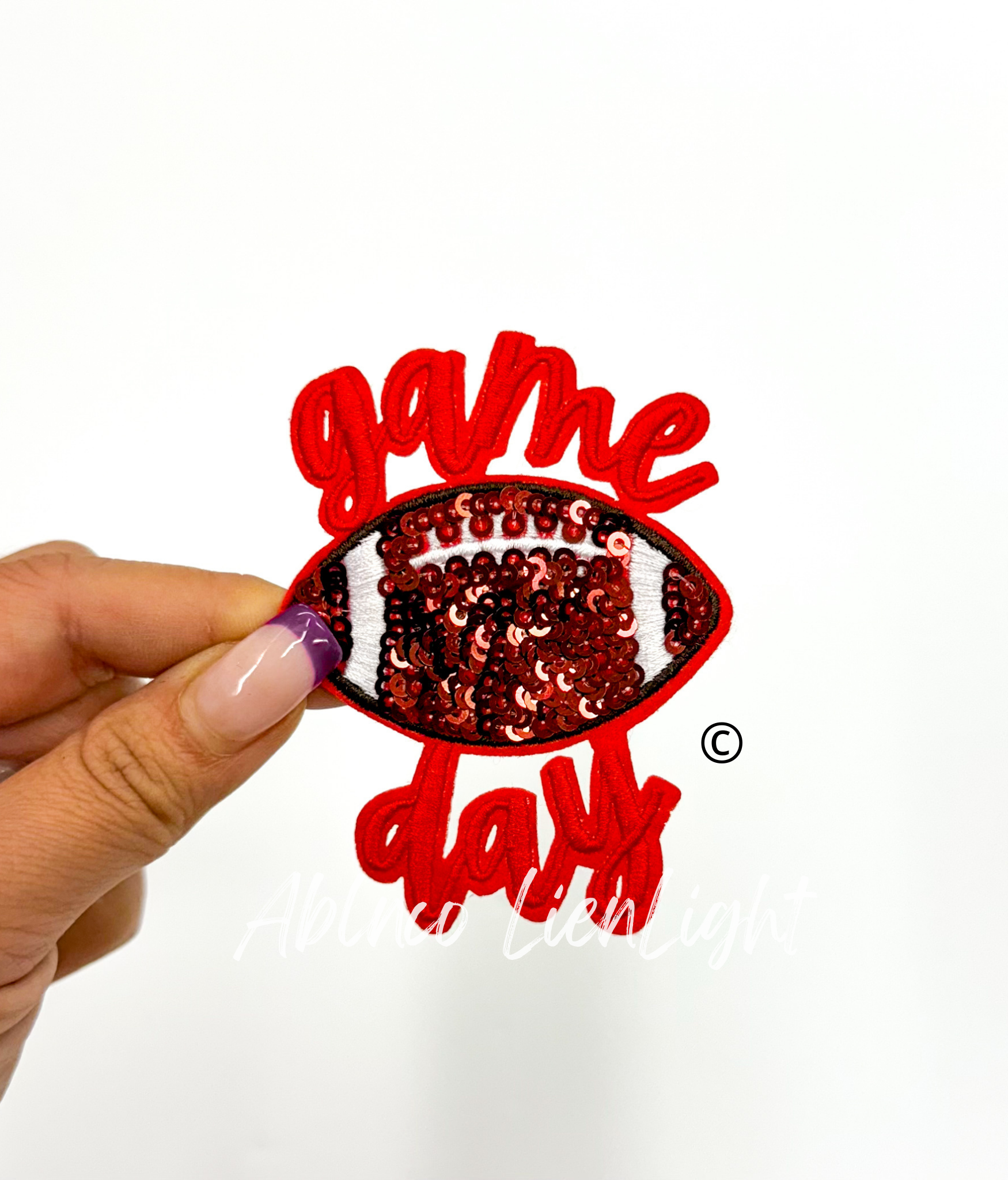 ABLNco - Wholesale Patch - 3” game day football sequins embroidery patch iron on5